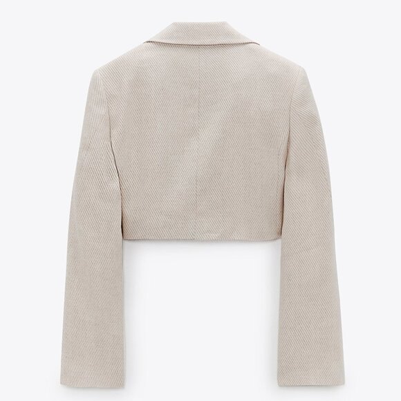 NEW Zara Limited Edition Linen Cropped Tweed Blazer Jacket, blogger Fav - Picture 11 of 16